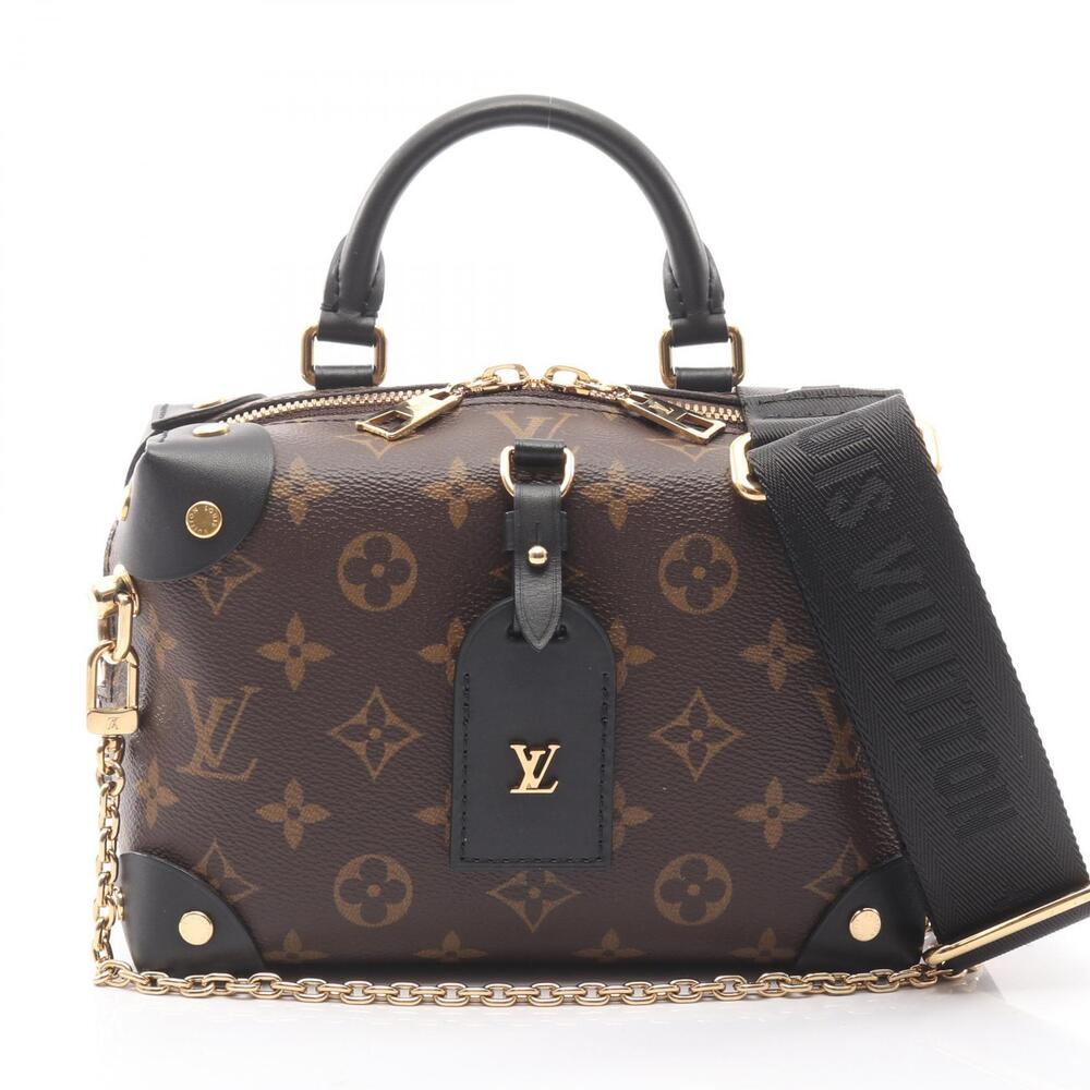 Louis Vuitton Leather Handbag Monogram Malle Canvas Brown Black Souple - Picture 2 of 7